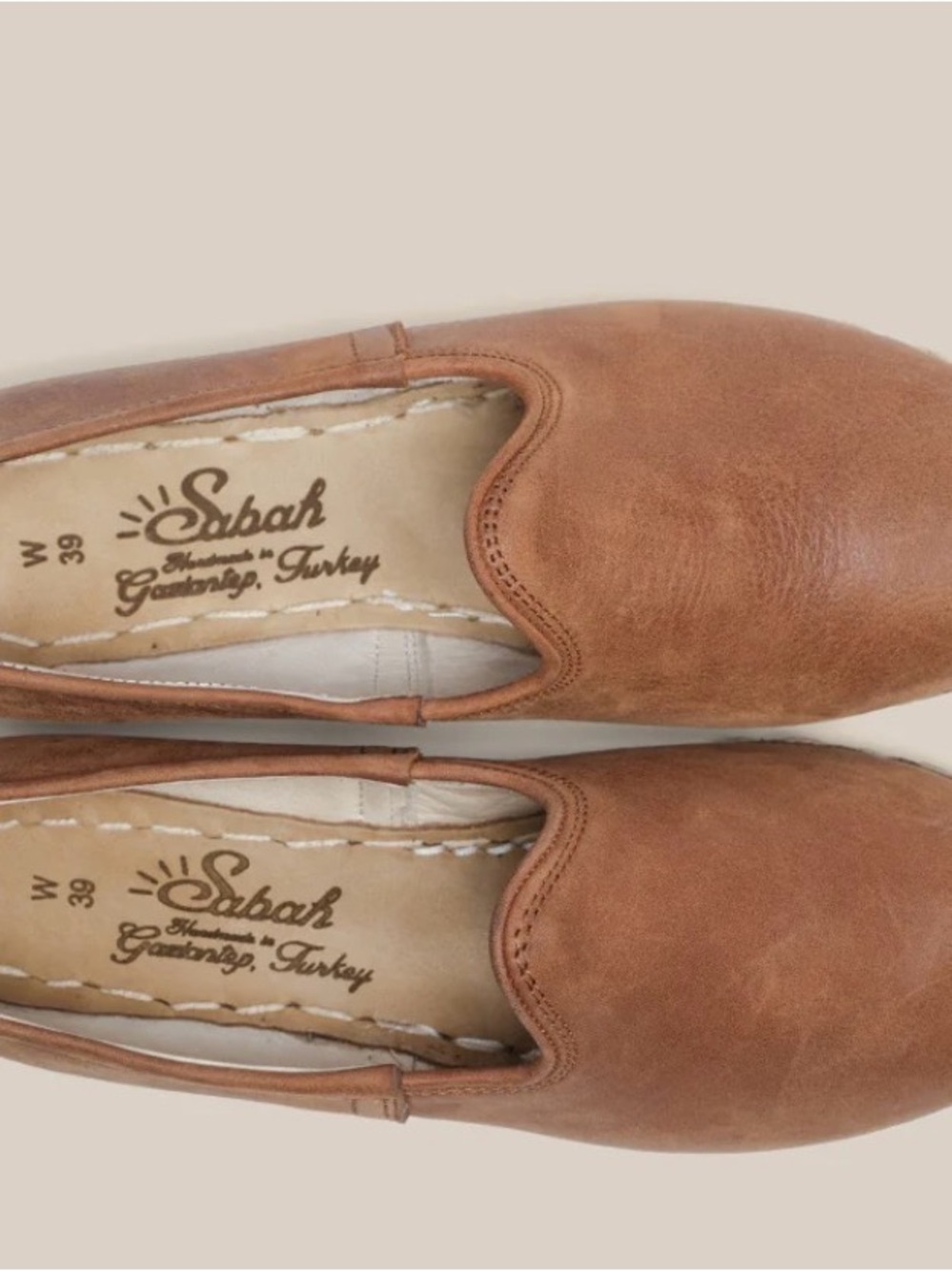 Sabah Tan Slip-On Leather Flats